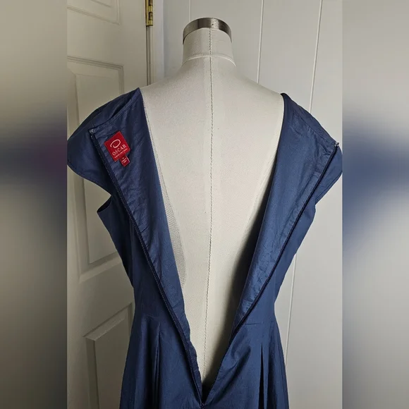 Oscar De La Renta Mid-length Blue Cotton dress Size 16 - Picture 4 of 10